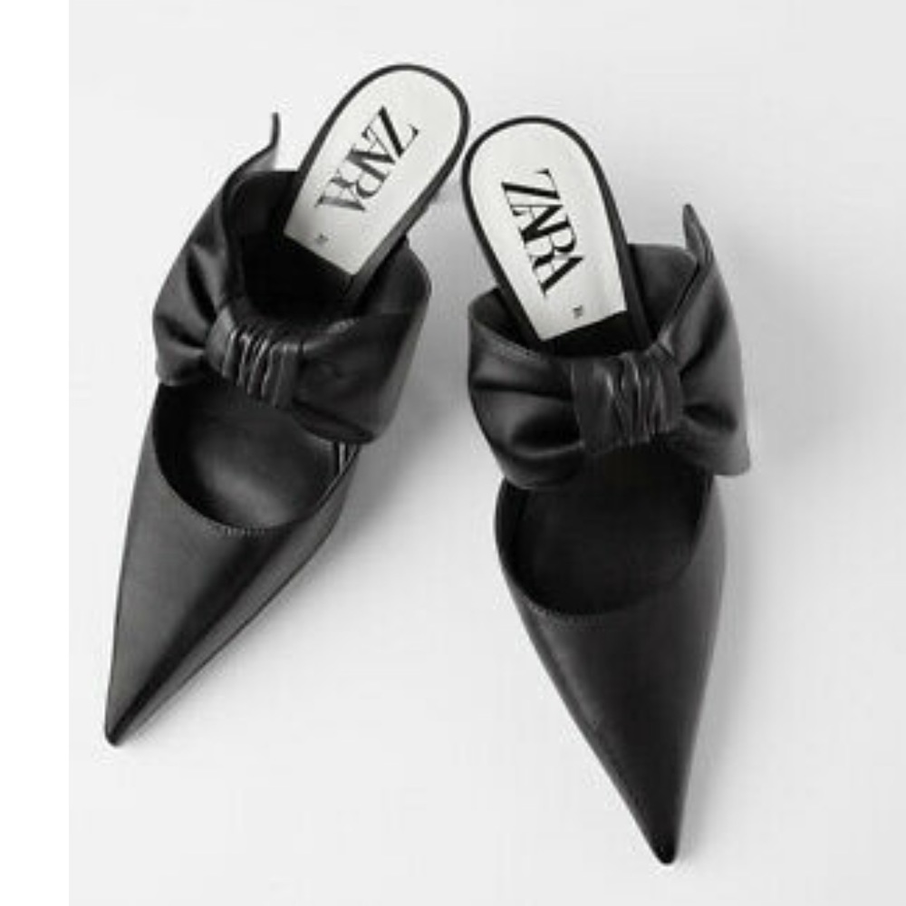 🎉HOST PICK🎉Zara Leather Heels with Bow
